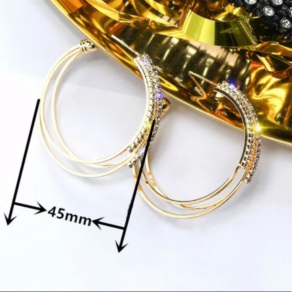 18K yellow gold plated hoop earrings - Picture 5 of 7